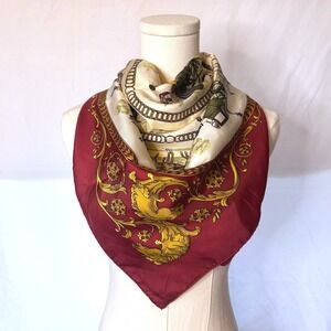 Vintage Hermes La Promenade De Longchamps Silk Scarf Burgundy Philippe Ledoux